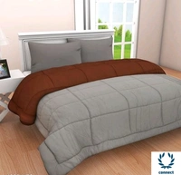 HIGH QUALITY 250 GSM Luxury Premium Microfiber Soft Reversable DOUBLE BED (90*100 INCH) All Season Comforter_Blanket/RAJAI/Quilt(Golden Yellow & Gray) - Free Size, Brown/Light Grey, Microfabric, Pack of1